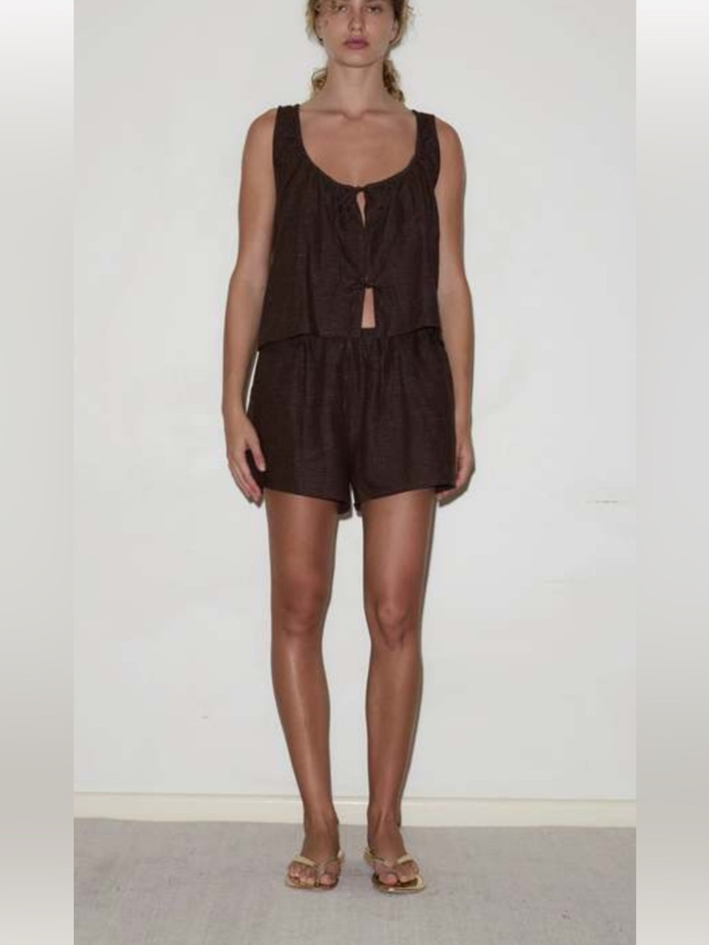 Open Linen Short Set - Royal Stripe S/M